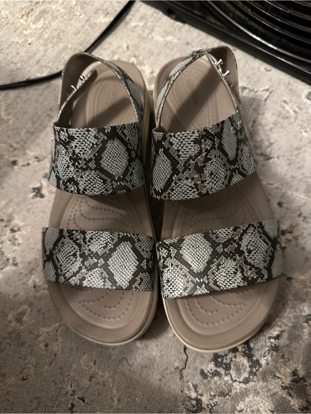 Neutral Snake-Print Slingback Sandals - Brand: